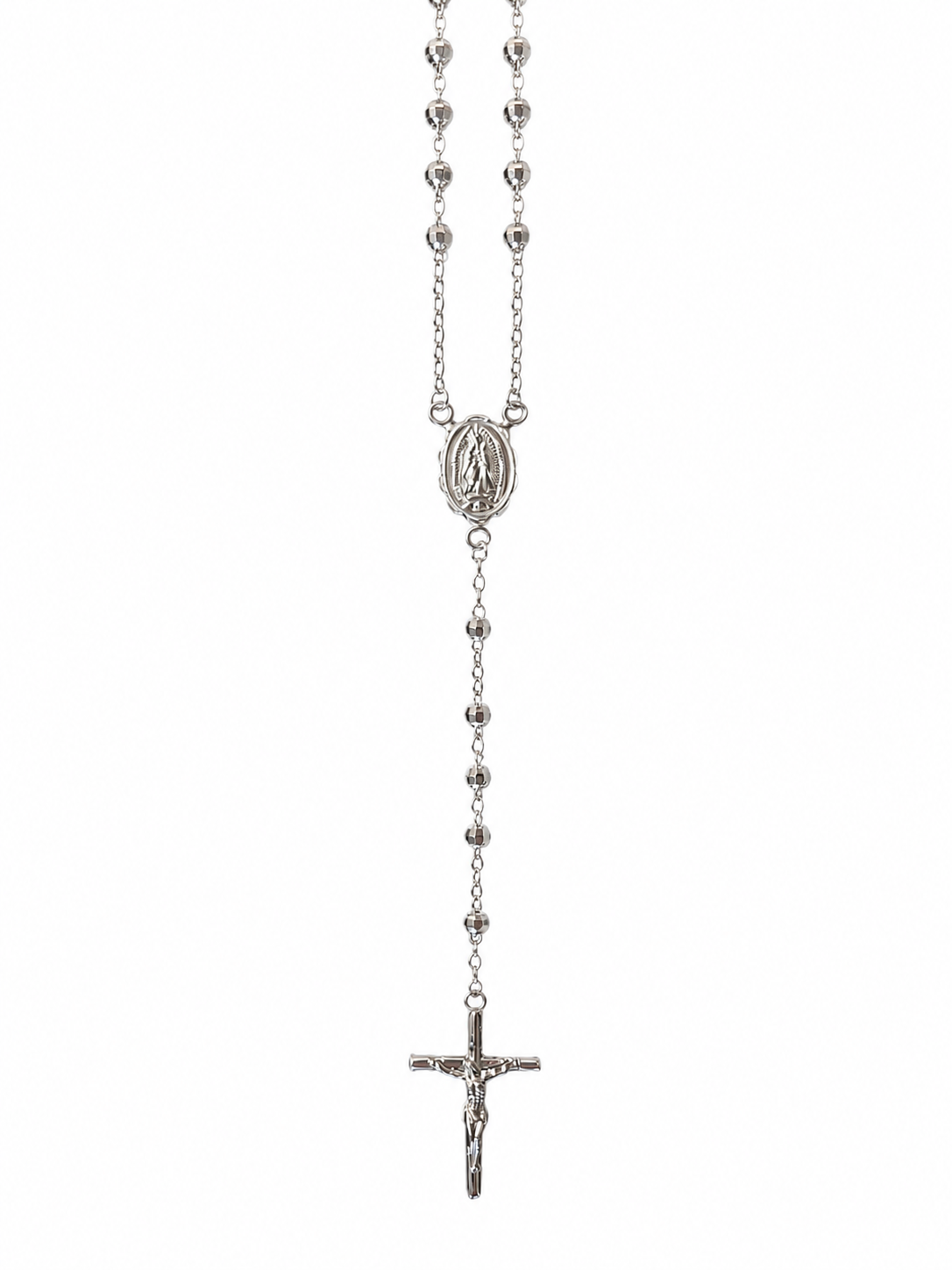 Item 7 - Silver Rosary Diamond Cut 18"