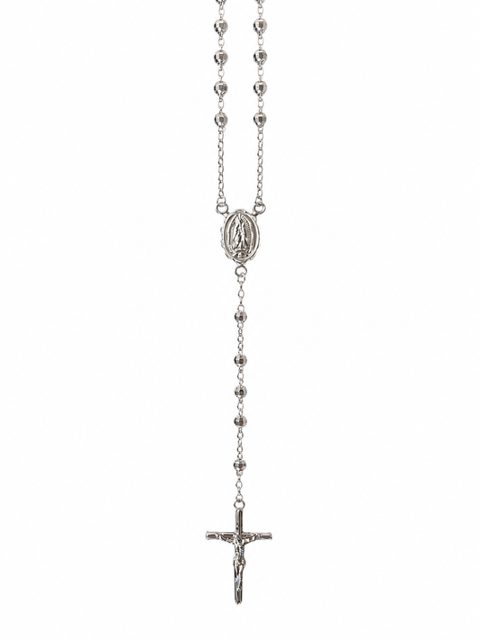 Item 7 - Silver Rosary Diamond Cut 18"