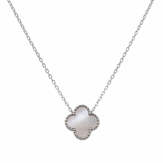 Item 8 - Silver White Clover Necklace 16"