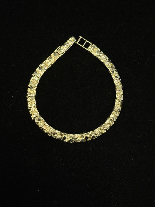 14K Yellow Gold Nugget 7” Bracelet