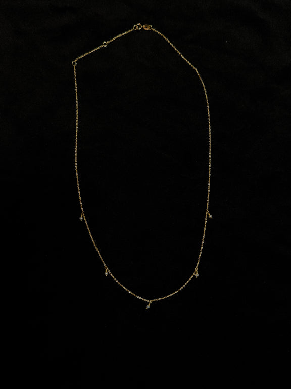 14K Yellow Gold Station Pearl 18” Necklace