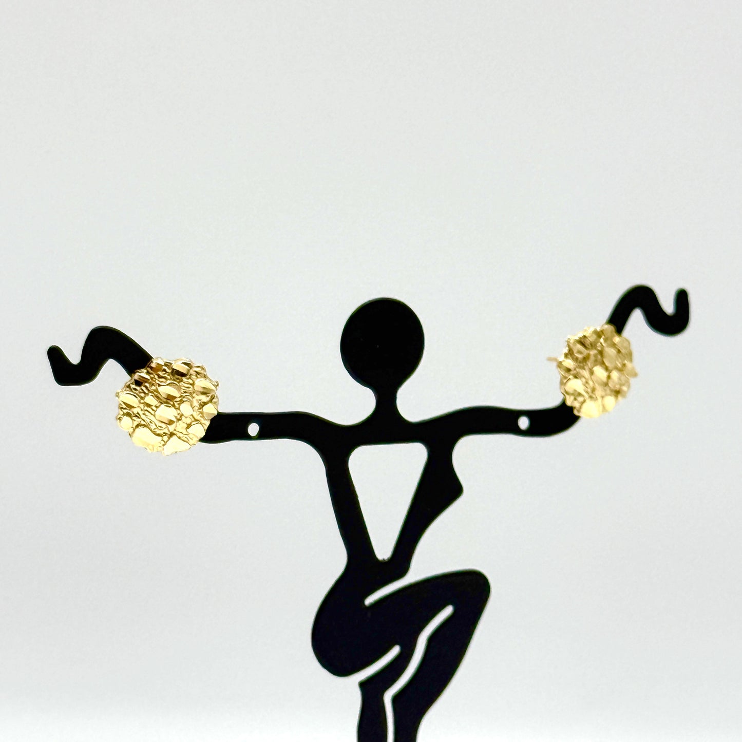 14K Yellow Gold Nugget Earrings 12mm Round Textured Gold Studs 1.5 Grams