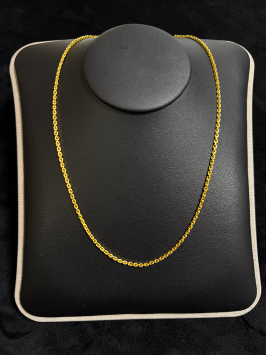 22K Yellow Gold Cable 18.5” Chain