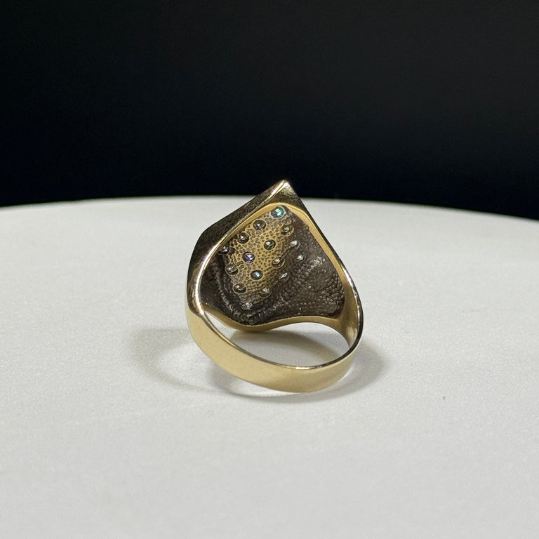 14K Yellow Gold Pave Diamond Concave Ring 10.3g – Size 12 (1.25ctw)