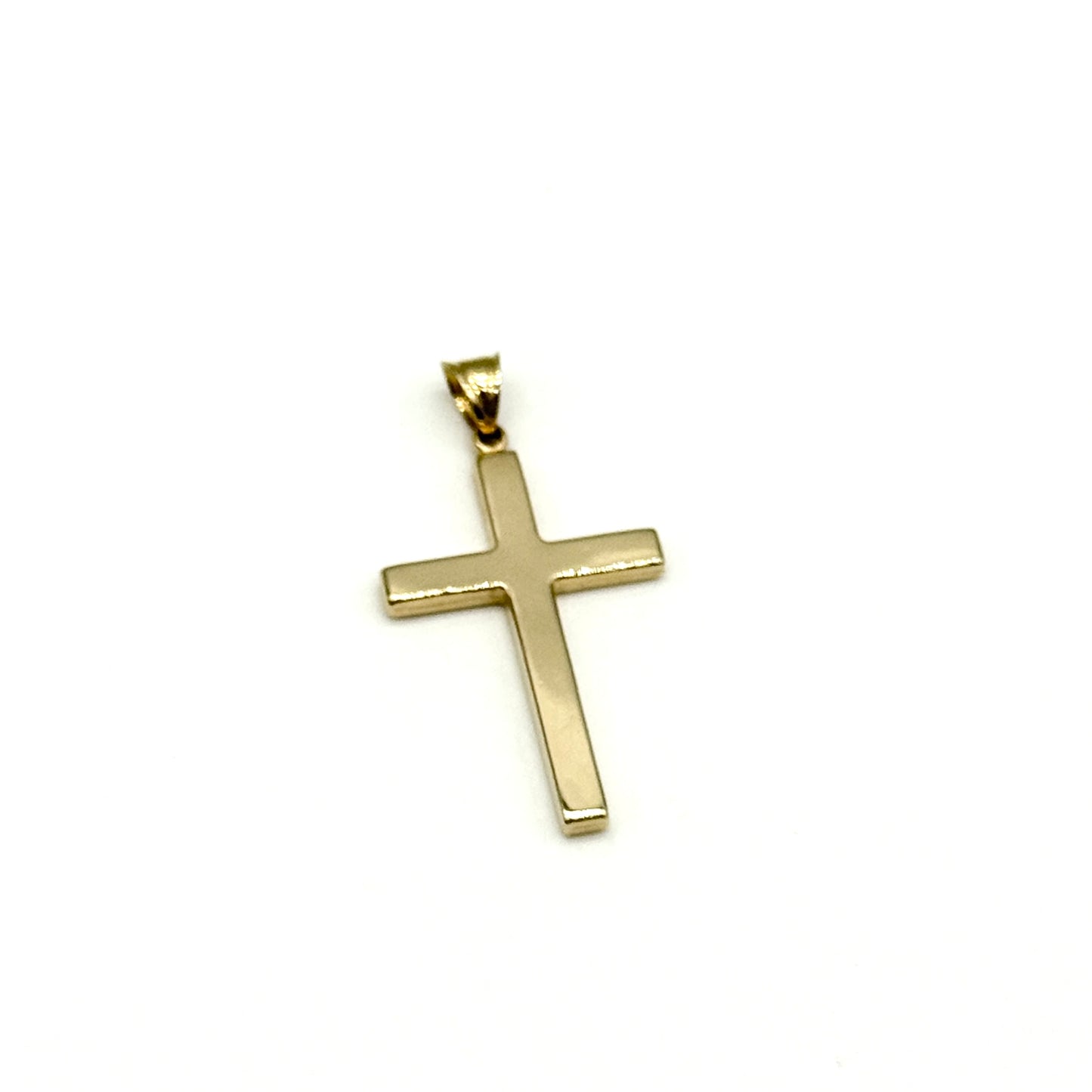 14K Yellow Gold Cross Pendant 1.5 Inch Polished Religious Pendant 1.2 Grams