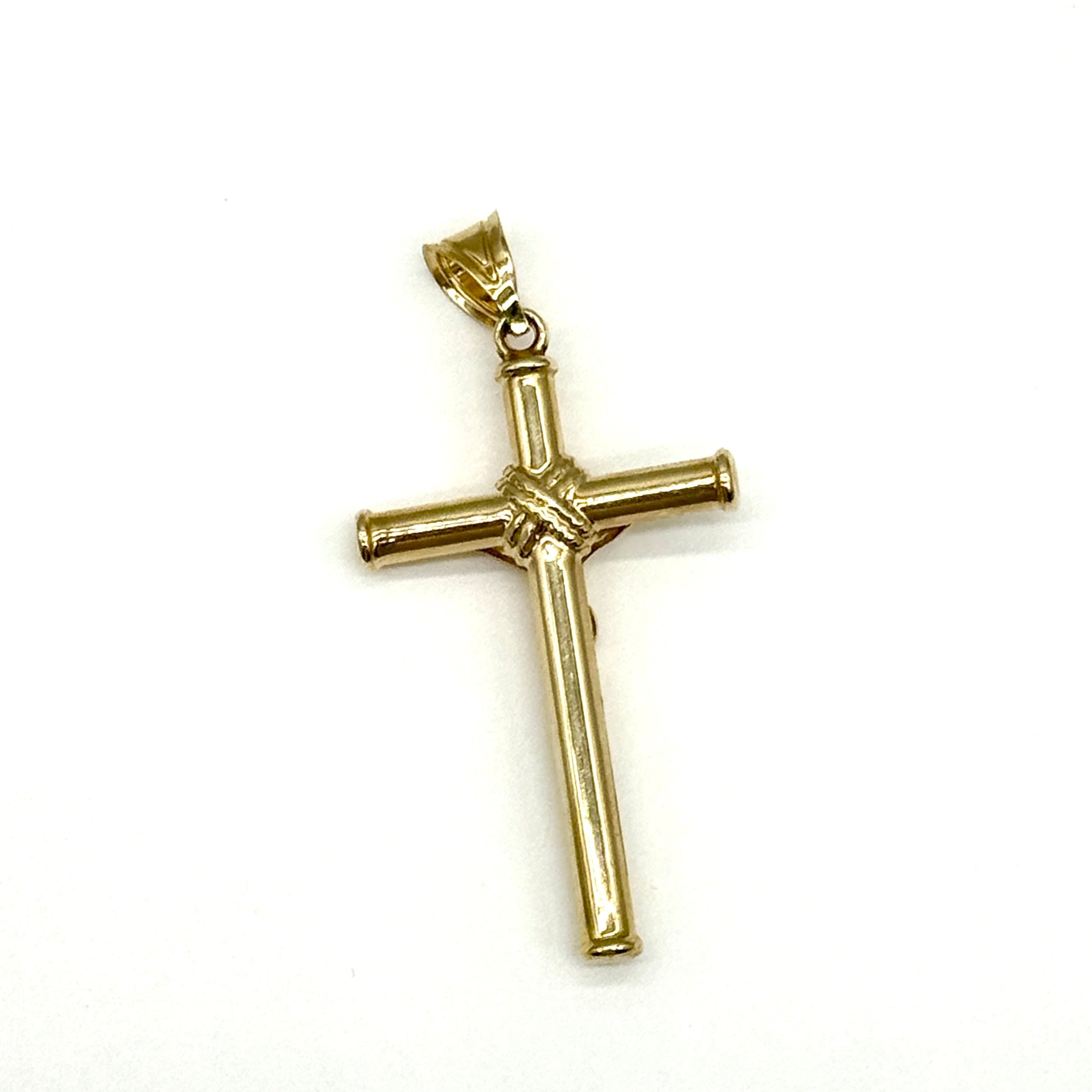 14K Yellow Gold Crucifix Cross Pendant 2.25 Inch Religious Pendant 4.6 Grams