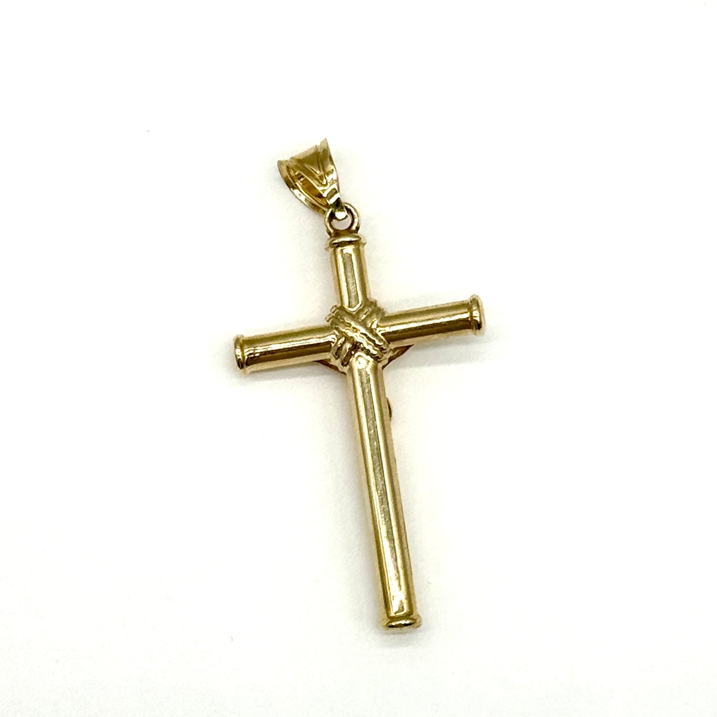 14K Yellow Gold Crucifix Cross Pendant 2.25 Inch Religious Pendant 4.6 Grams