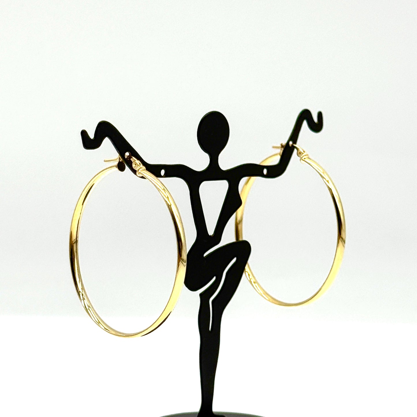 14K Yellow Gold Polished Hoop Earrings 1.5” Semi Solid Classic Hoops 2.7 Grams