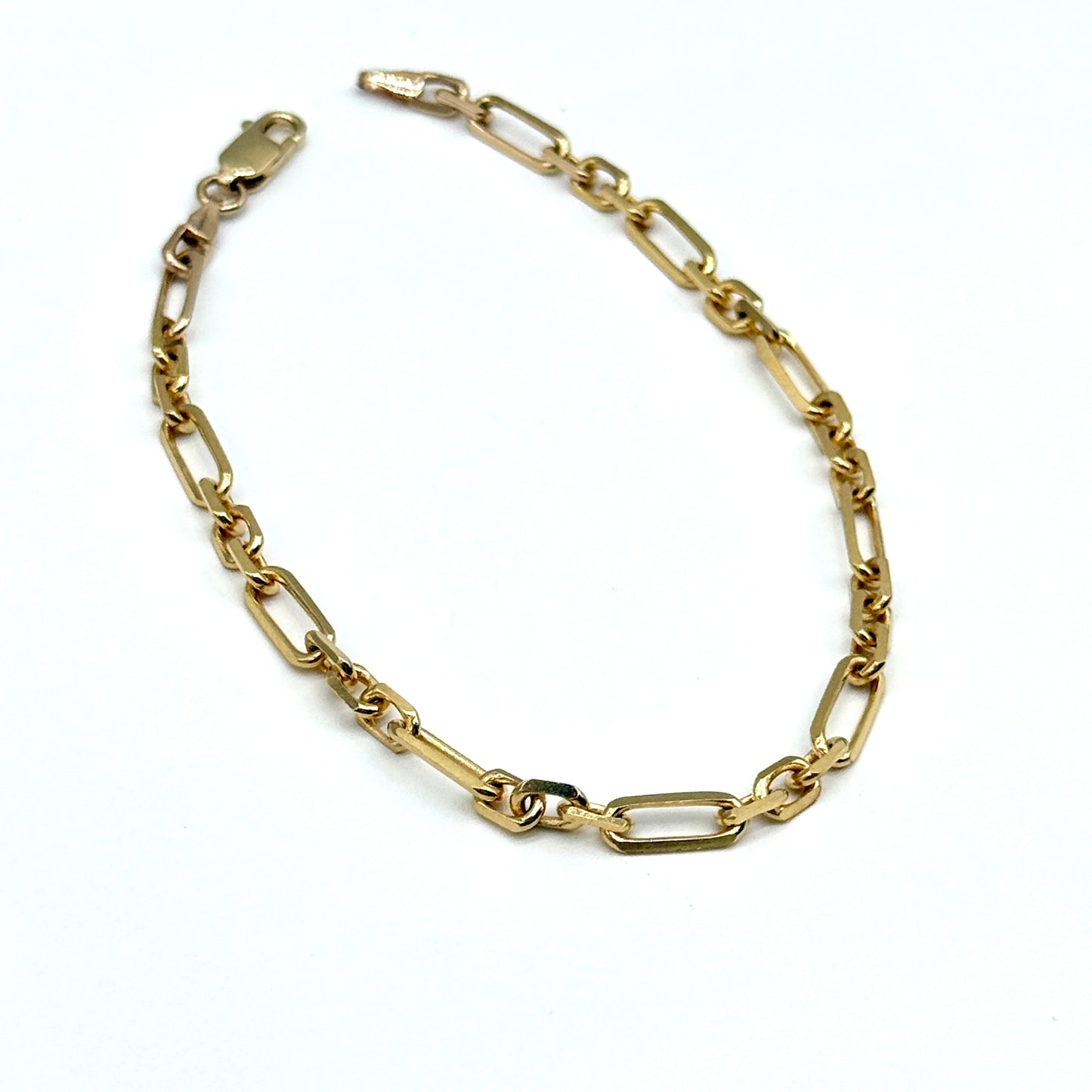 14K Yellow Gold Paperclip Link Bracelet 8 Inch 4.2mm 7.5 Grams