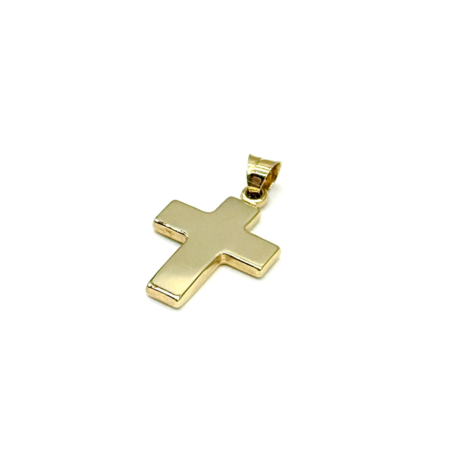 14K Yellow Gold Polished Wide Cross Pendant 1 Inch Solid Religious Charm 1 Gram