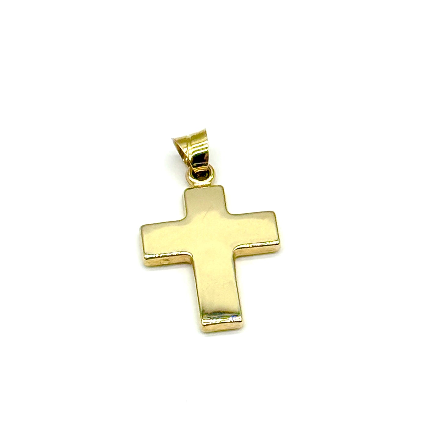 14K Yellow Gold Polished Wide Cross Pendant 1 Inch Solid Religious Charm 1 Gram