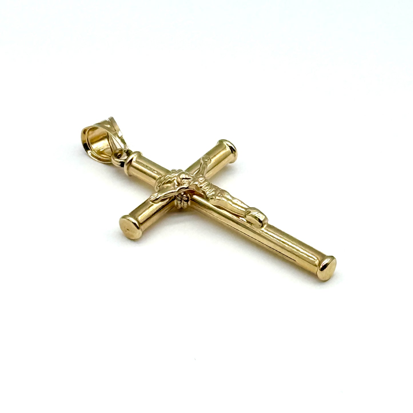 14K Yellow Gold Crucifix Cross Pendant 2.25 Inch Religious Pendant 4.6 Grams