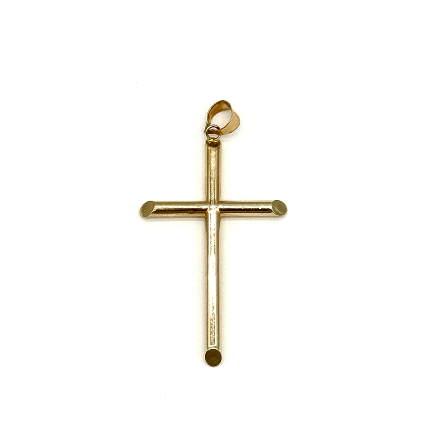 14K Yellow Gold Cross Pendant 2 Inch Polished Religious Pendant 1.7 Grams