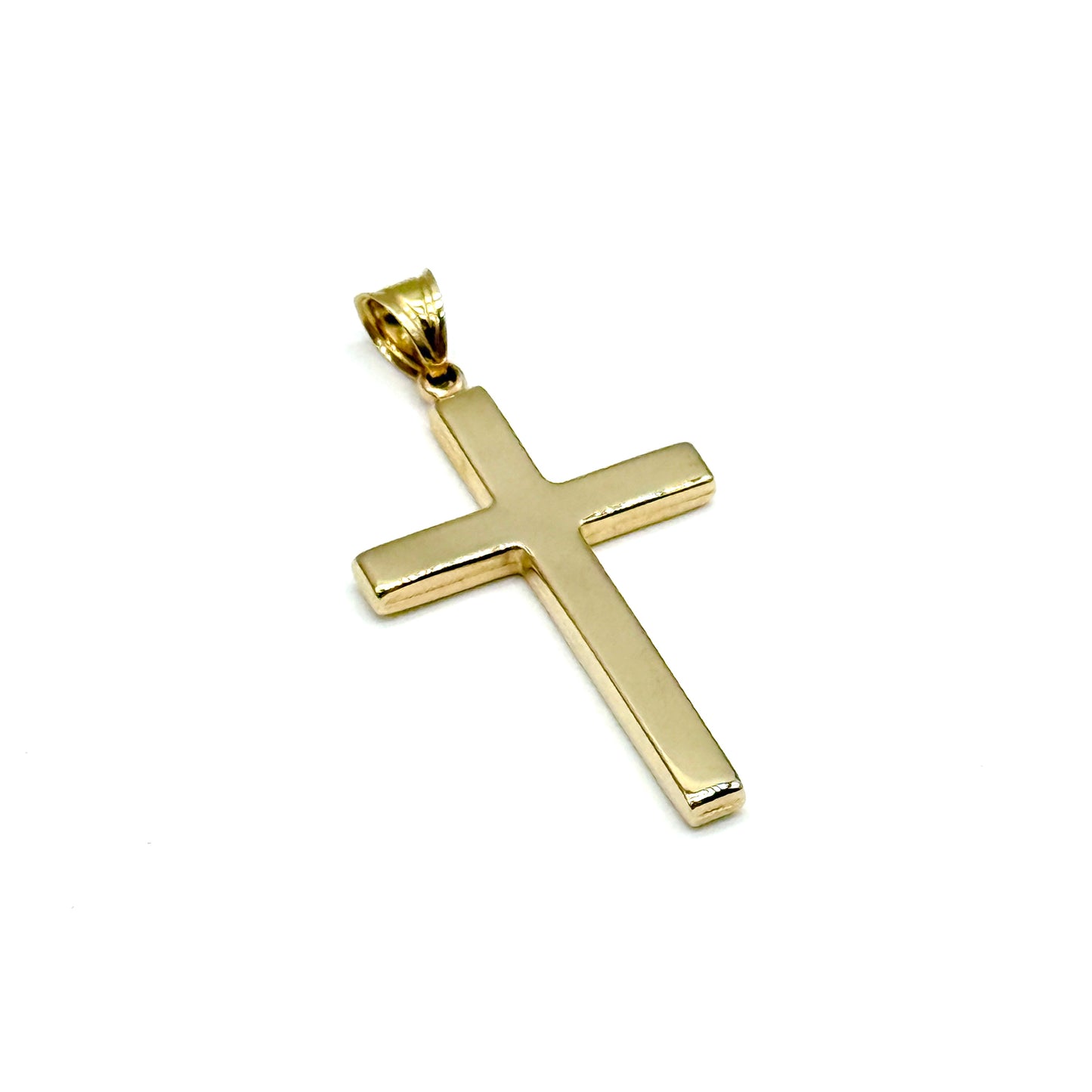 14K Yellow Gold Cross Pendant 1.5 Inch Polished Religious Pendant 1.2 Grams