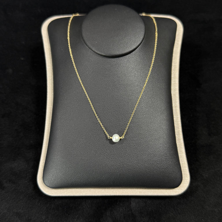14K Yellow Gold Pearl Station 17