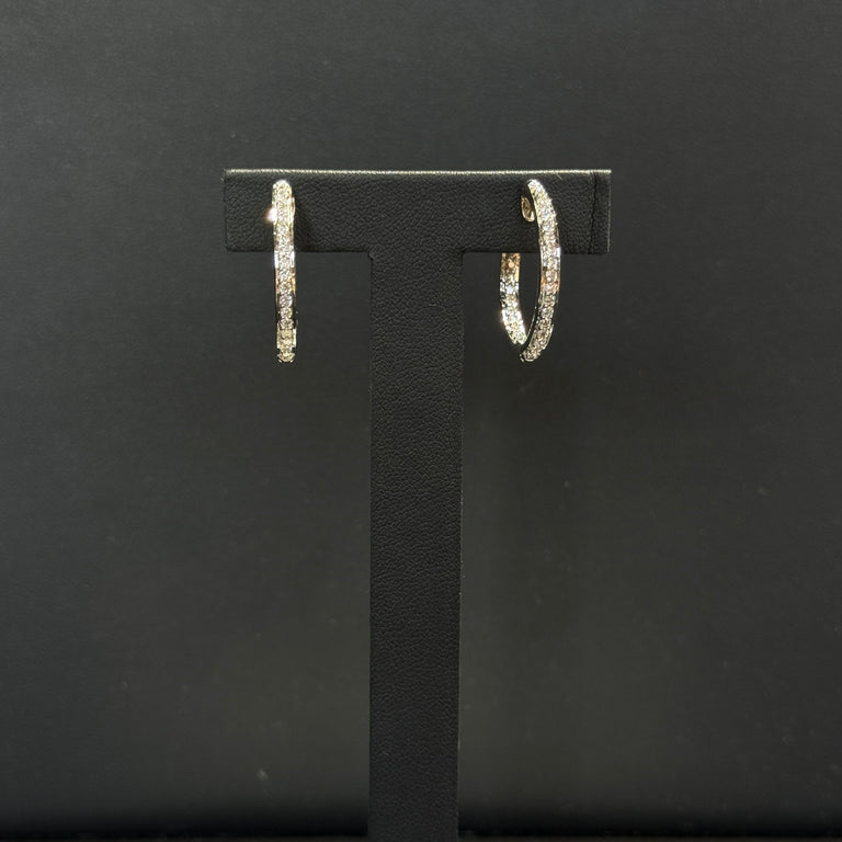 14K White Gold 1.86ctw Diamond Hoop Earrings