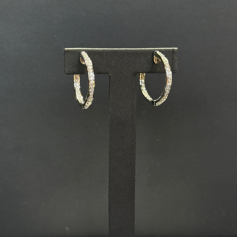14K White Gold 1.86ctw Diamond Hoop Earrings