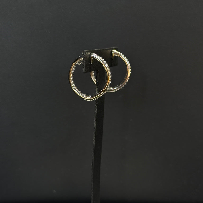 14K White Gold 1.86ctw Diamond Hoop Earrings