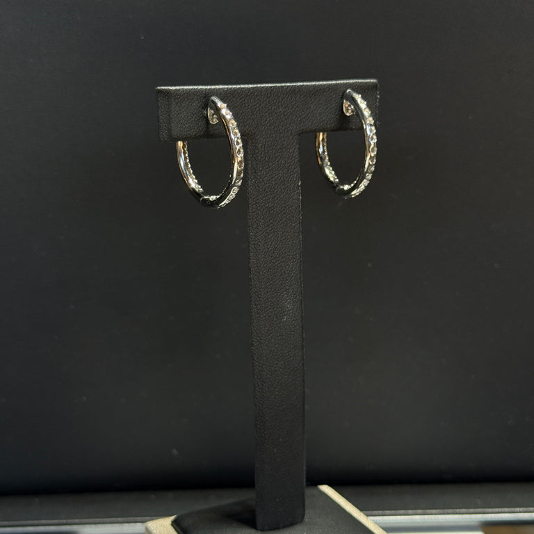14K White Gold 1.86ctw Diamond Hoop Earrings