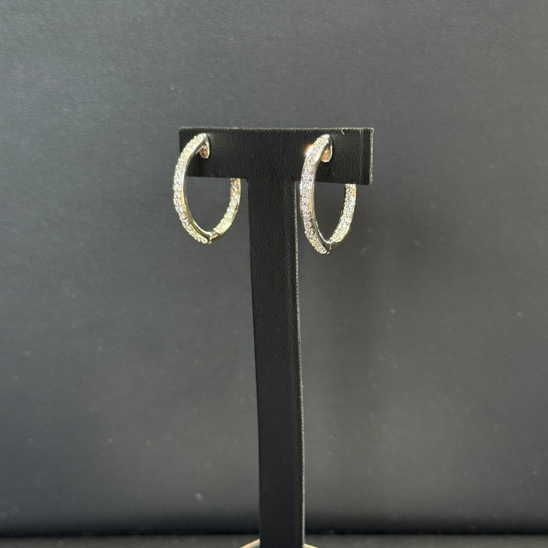 14K White Gold 1.86ctw Diamond Hoop Earrings