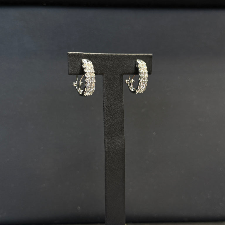 10K White Gold Clipback Diamond Earrings