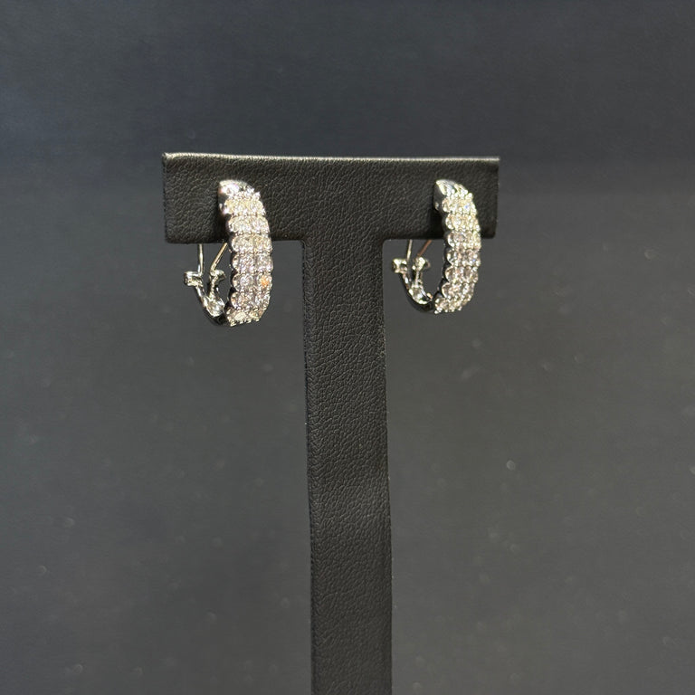 10K White Gold Clipback Diamond Earrings