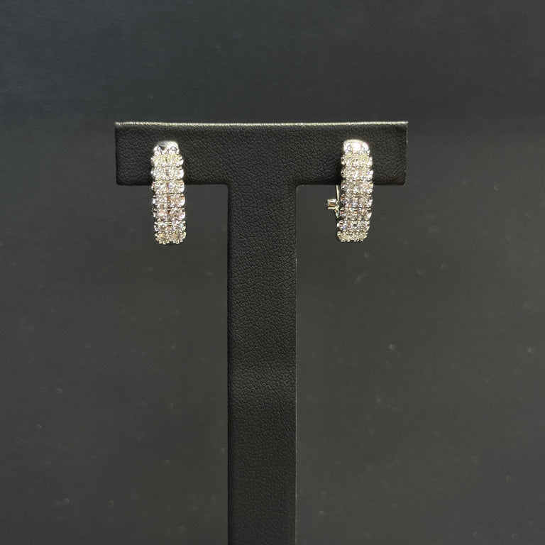 10K White Gold Clipback Diamond Earrings