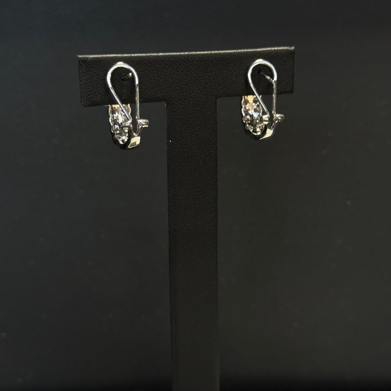 10K White Gold Clipback Diamond Earrings