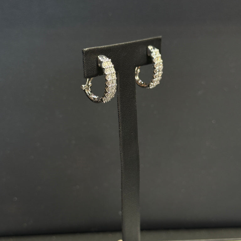 10K White Gold Clipback Diamond Earrings