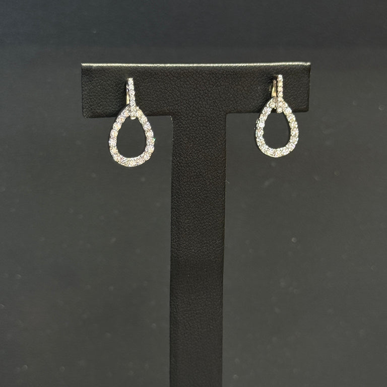 14K White Gold Pear Diamond Dangle 1.15ctw Earrings