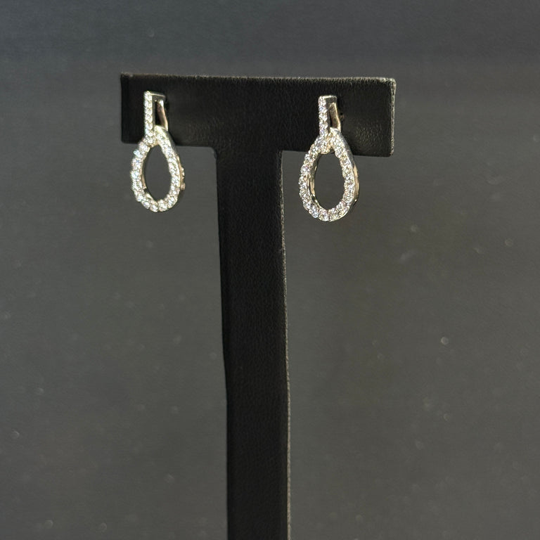 14K White Gold Pear Diamond Dangle 1.15ctw Earrings