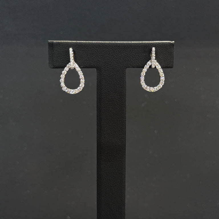 14K White Gold Pear Diamond Dangle 1.15ctw Earrings