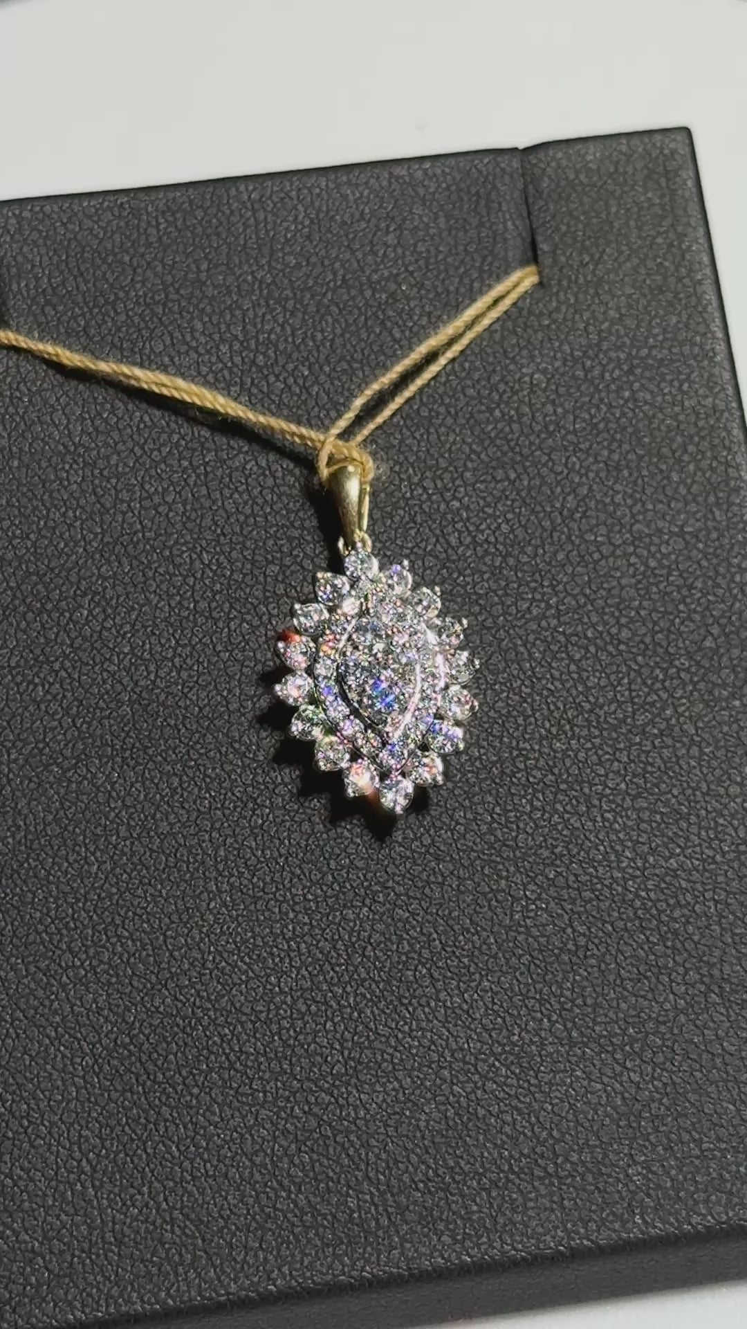 14K Yellow Gold 1.04ctw Round Lab Diamonds Marquise Cluster Pendant